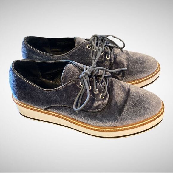 Shellys London Velvet Platform Oxford 6 - Picture 1 of 4